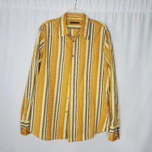 John Varvatos Men's Long Sleeve Dress striped Shirt 100% Cotton Size XL pre-owne